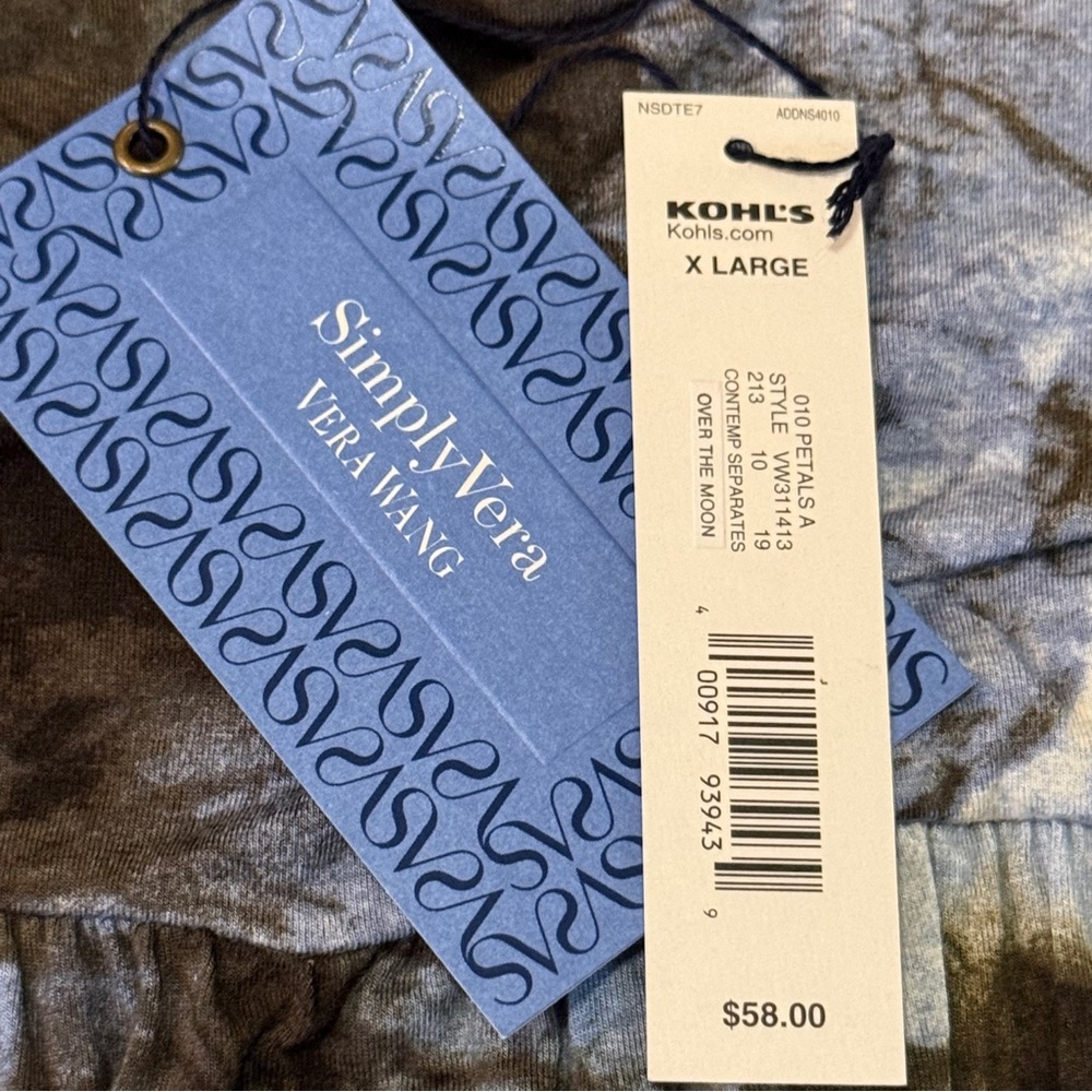 New with tags! Simply Vera Vera Wang Blue and Brown Tie-dye Dress - Picture 3 of 14